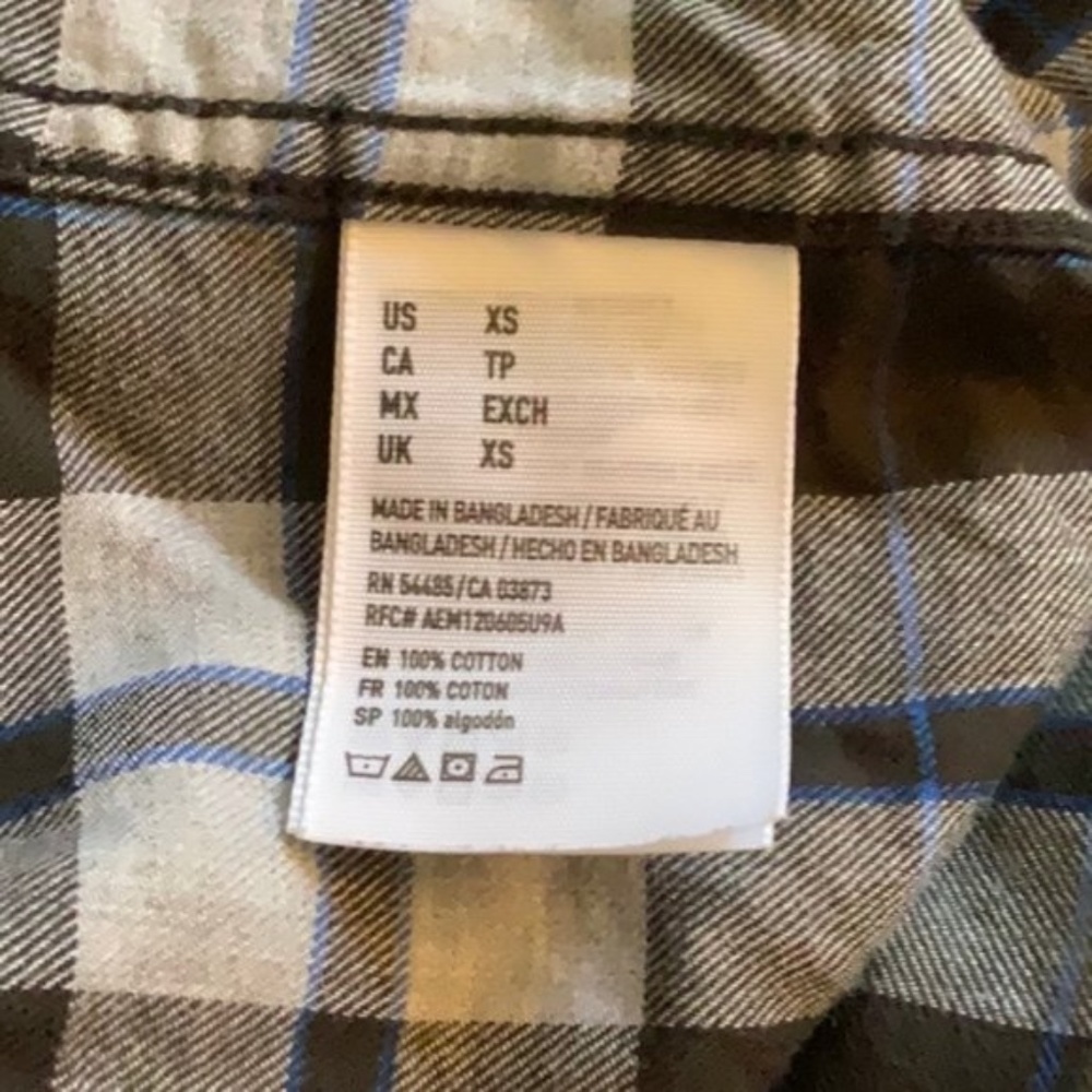 American Eagle Blue & Grey Plaid Button Down Shirt - Picture 5 of 5